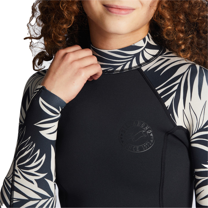 2023 Billabong Girls Spring Fever 2/2mm Long Sleeve Back Zip Shorty Wetsuit ABGW400100 - In Paradise